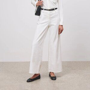 NWT Nili Lotan Megan Pants White Twill Ankle Length High Rise Wide Leg Sz 10
